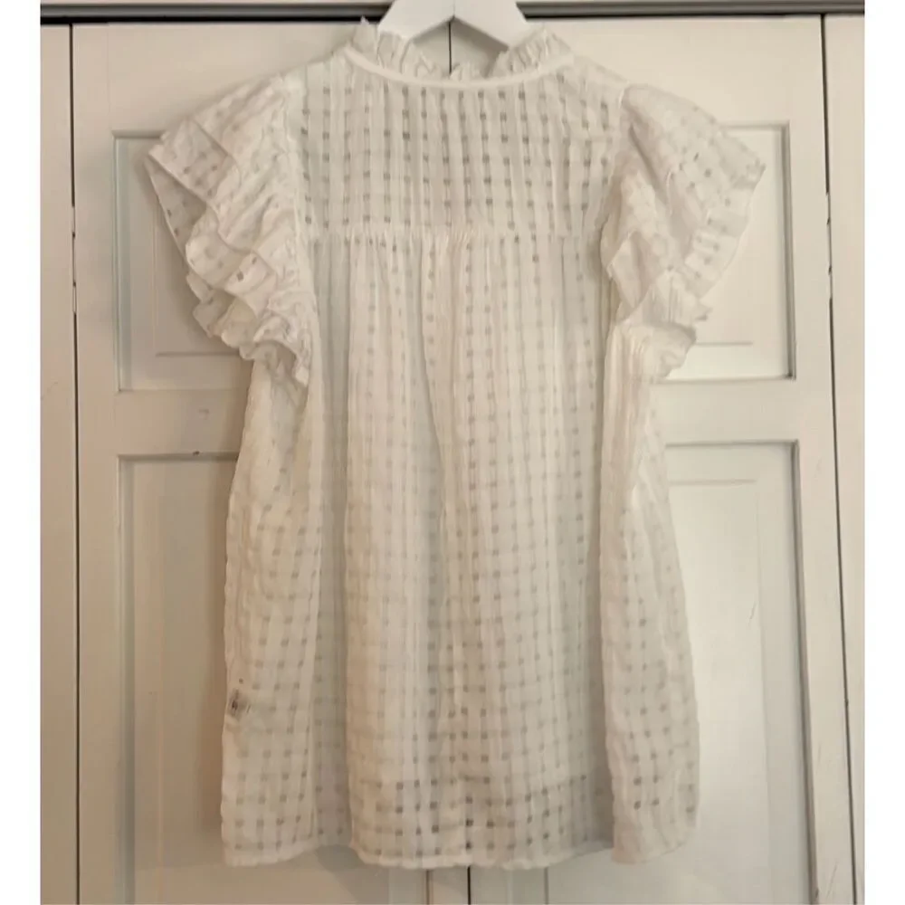 Shein butterfly sleeve white ruffled textured top small